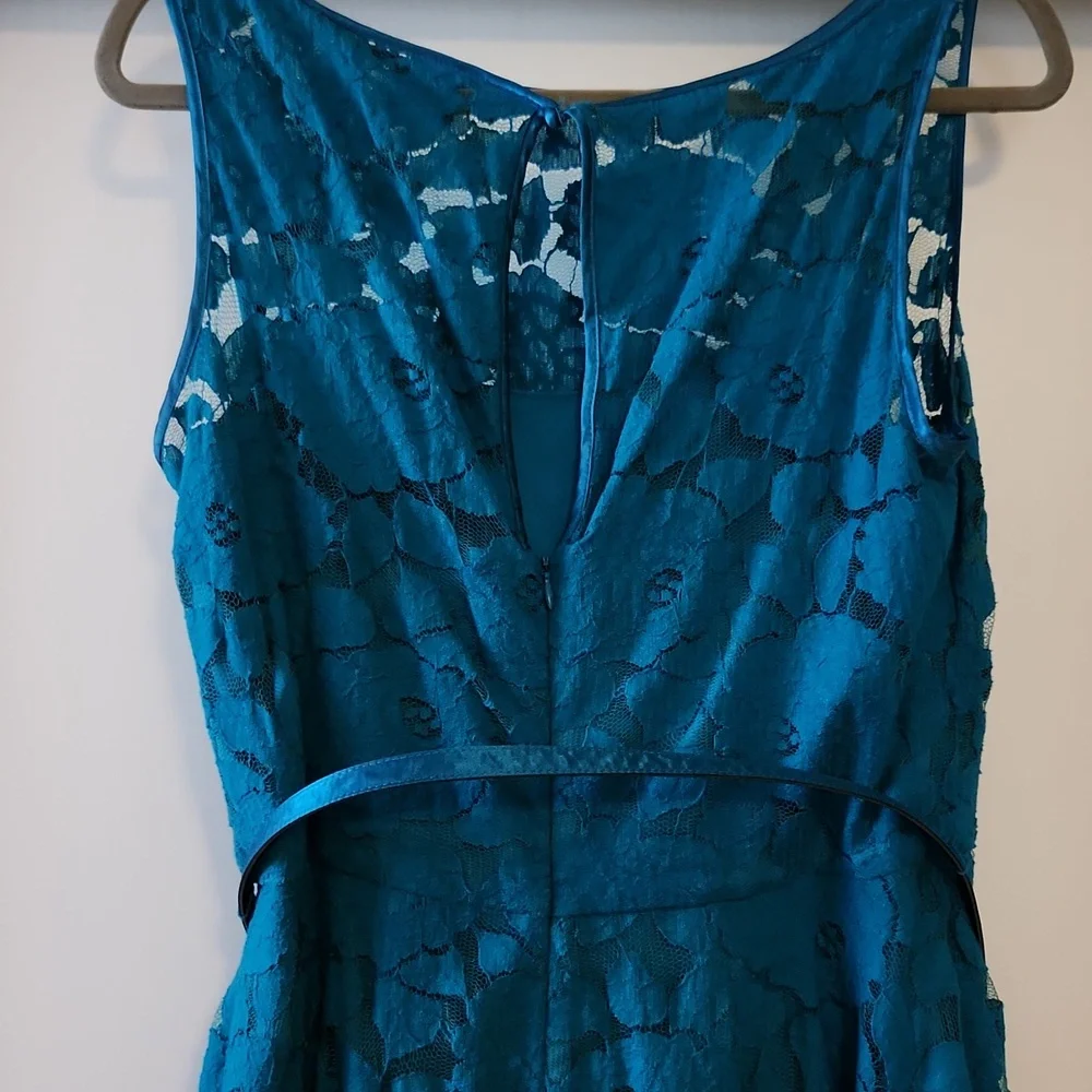Teal Lace Overlay Dress - Picture 3 of 4